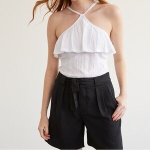 Black or White Halter Eyelet Tank